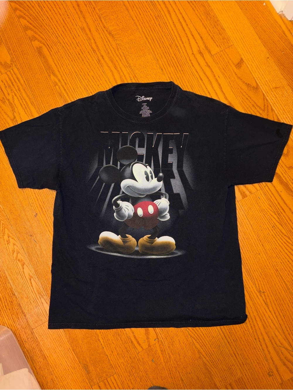 Disney Black Mickey Mouse Graphic Tee with Red Accent